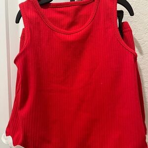 Red Sleeveless Ribbed Top